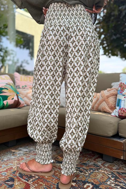 Ren Tiles of Marrakesh Shirring Cuff Pant Khaki